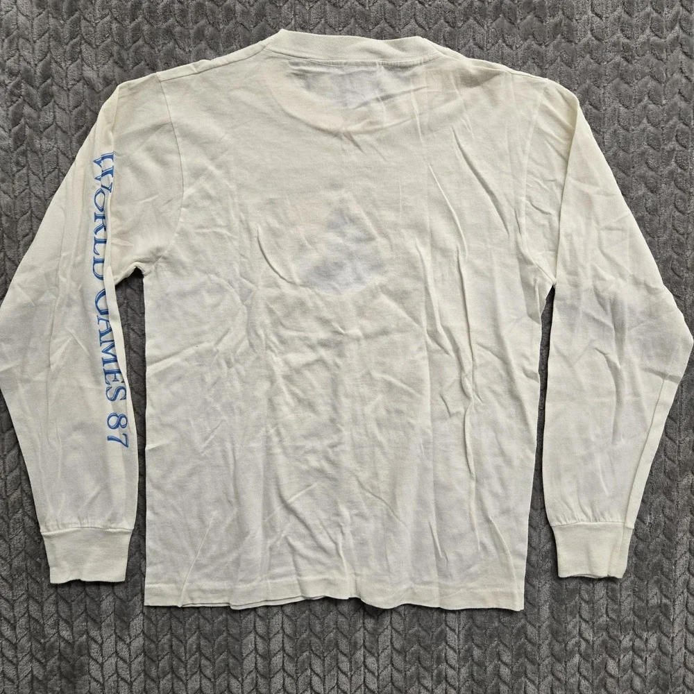 VTG 1987 World Police Fire‎ Games San Diego LS T-Shirt & Shorts White Medium